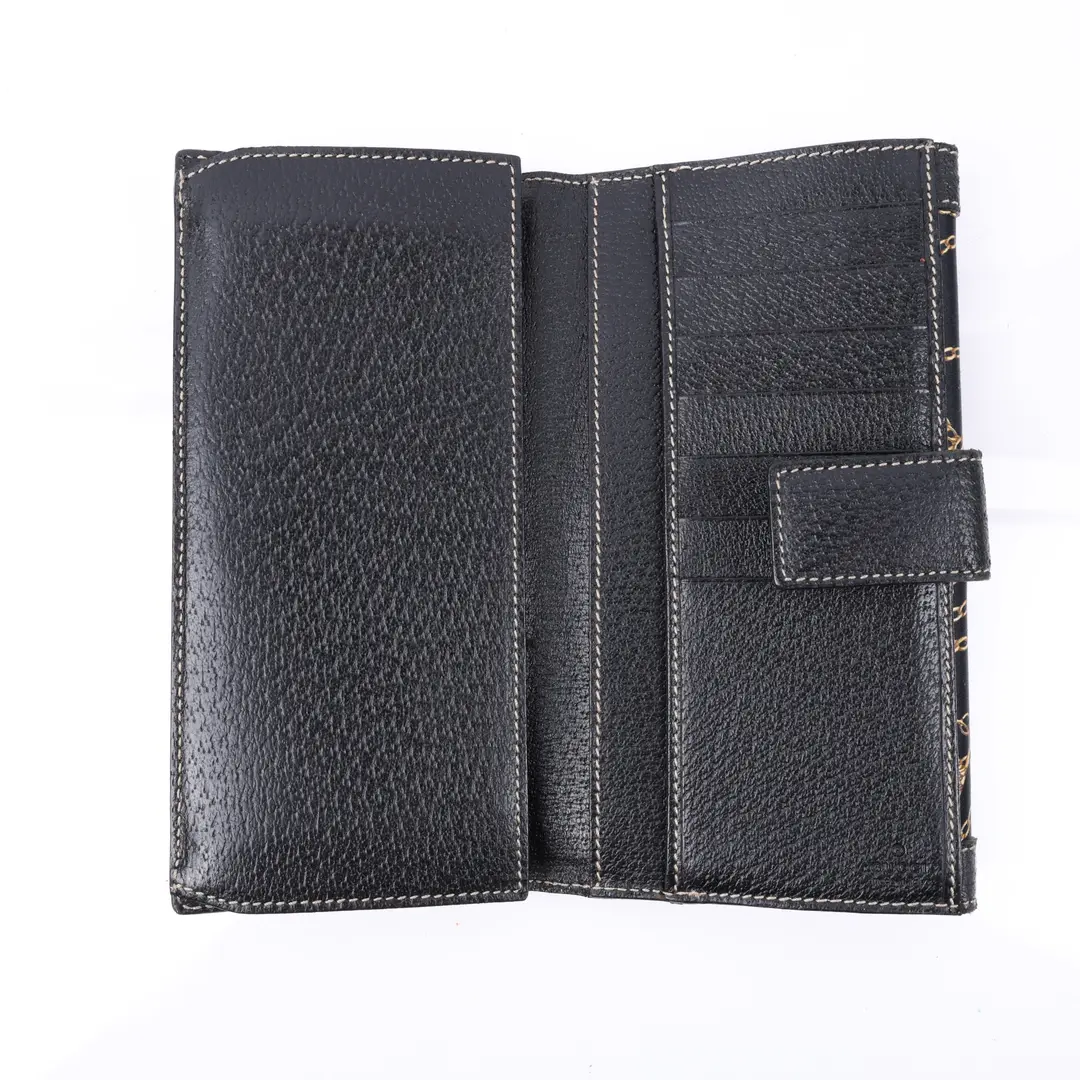 Gucci Charm Print Black Canvas Leather Wallet