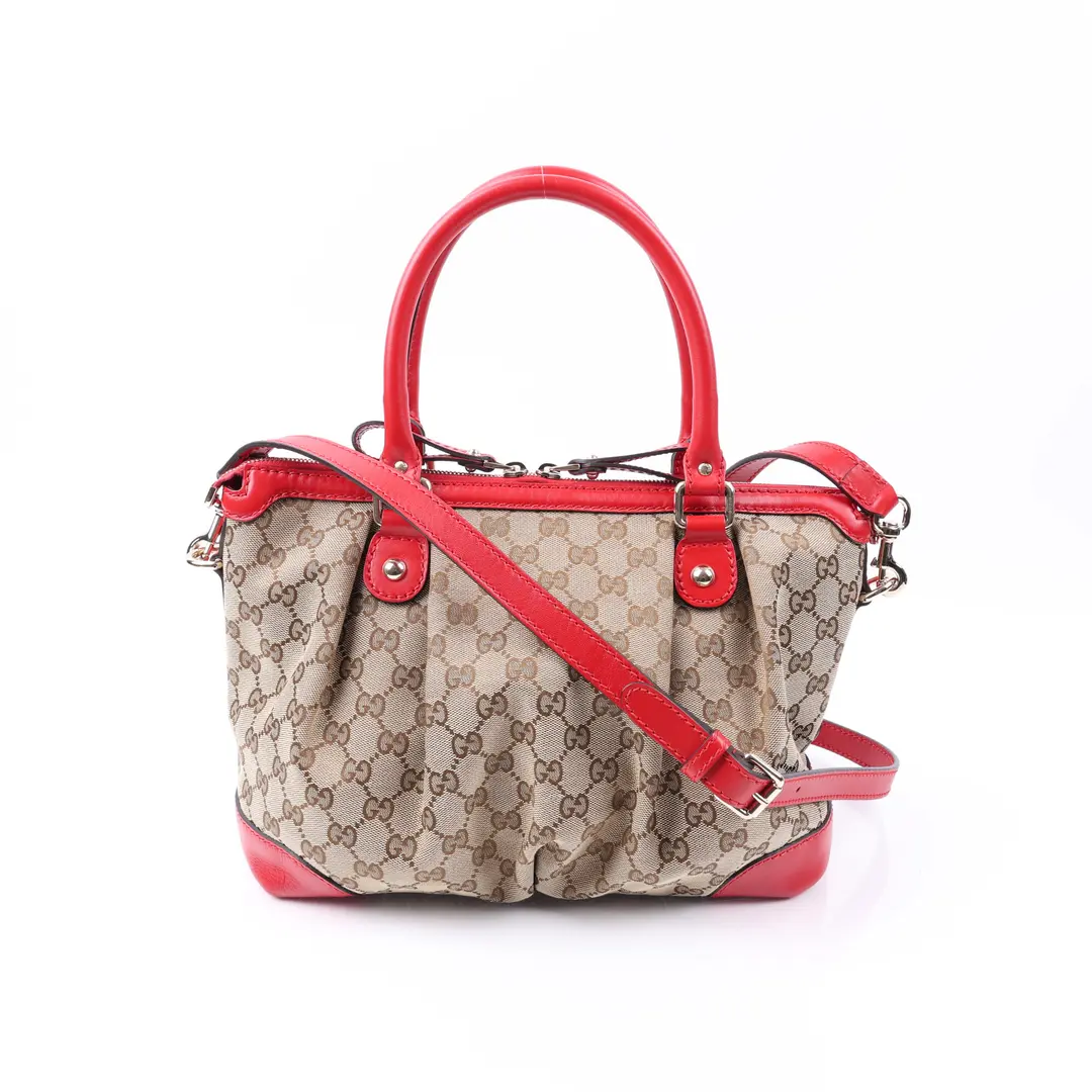 Gucci Sukey Red GG Canvas Shoulder Bag