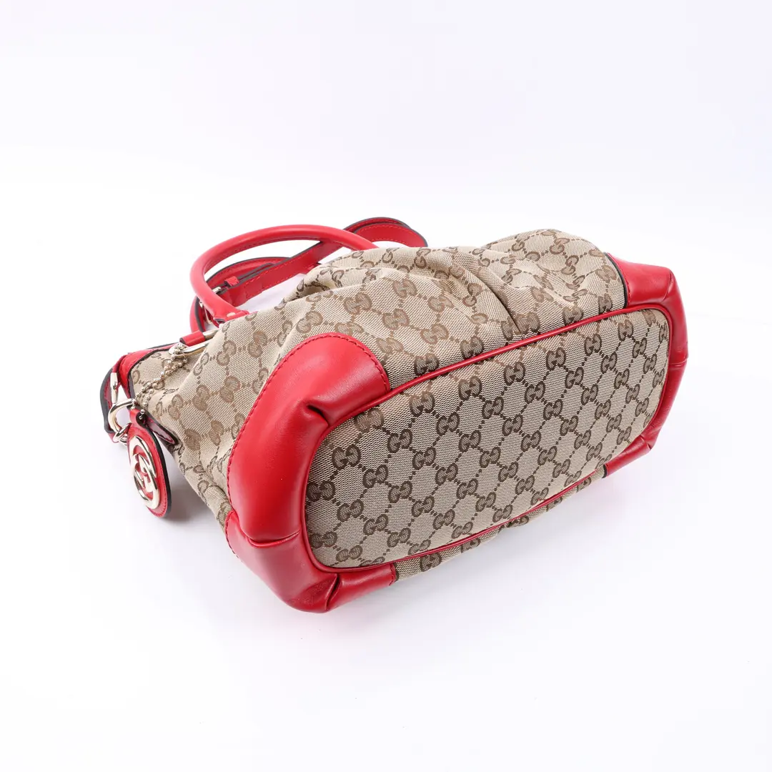 Gucci Sukey Red GG Canvas Shoulder Bag