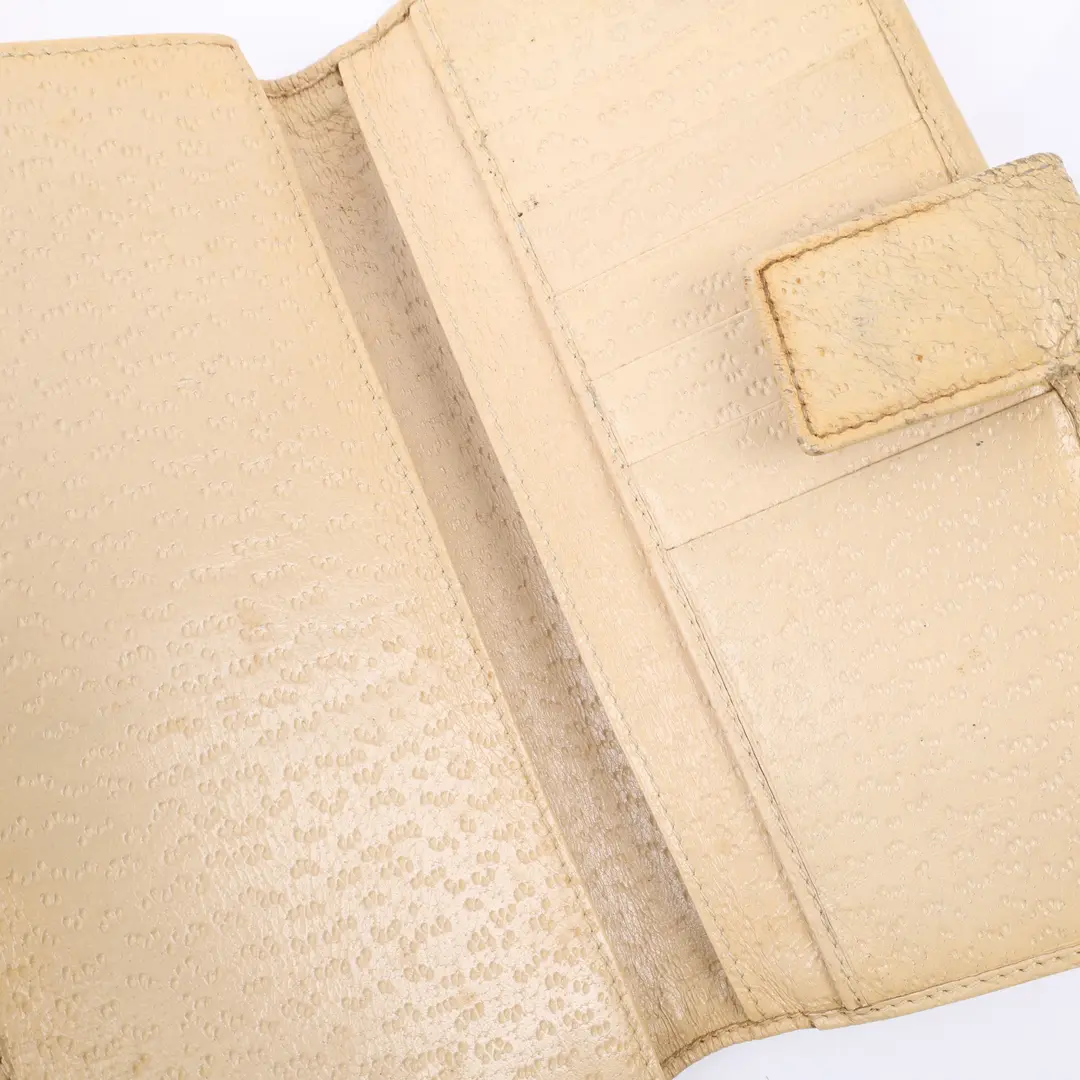 Gucci Metal Bar Beige Canvas Flap Wallet