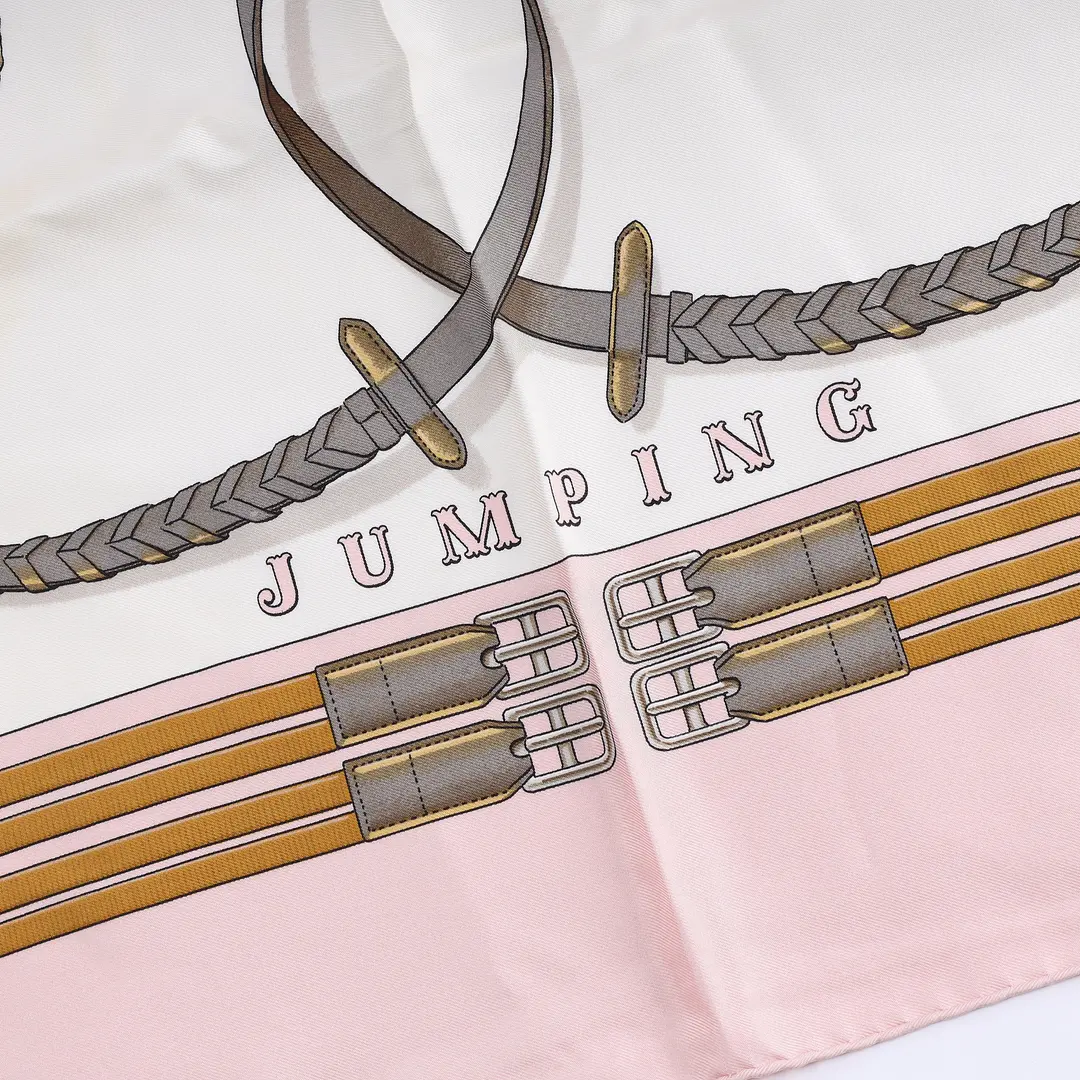 Hermes Jumping Pink Silk Scarf