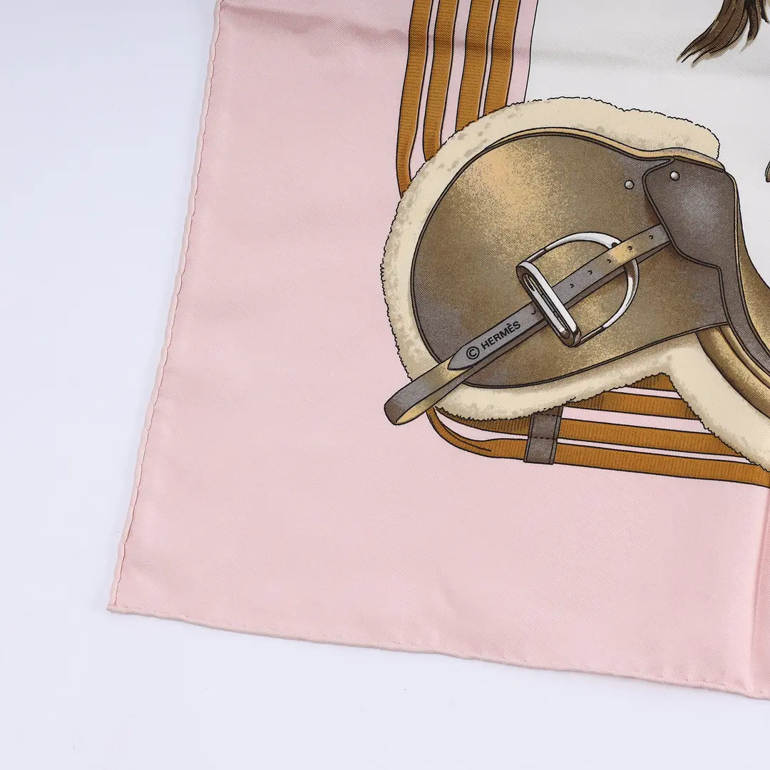 Hermes Jumping Pink Silk Scarf