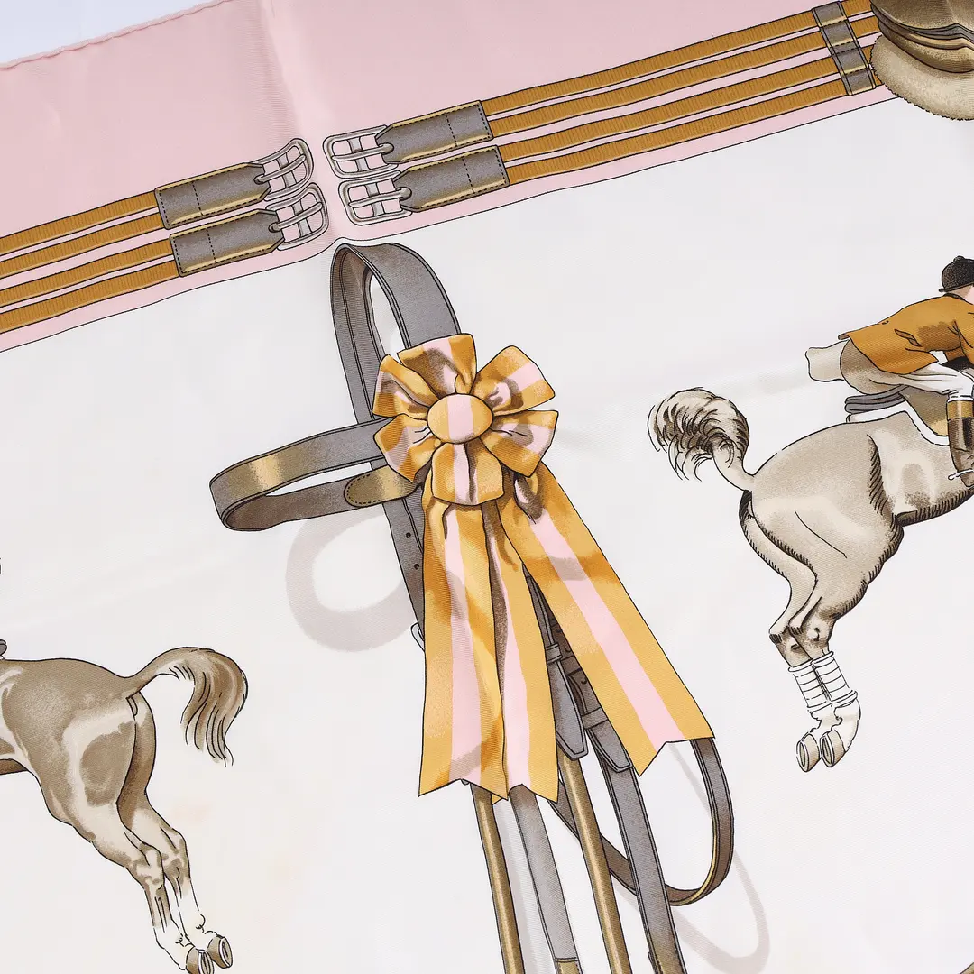 Hermes Jumping Pink Silk Scarf