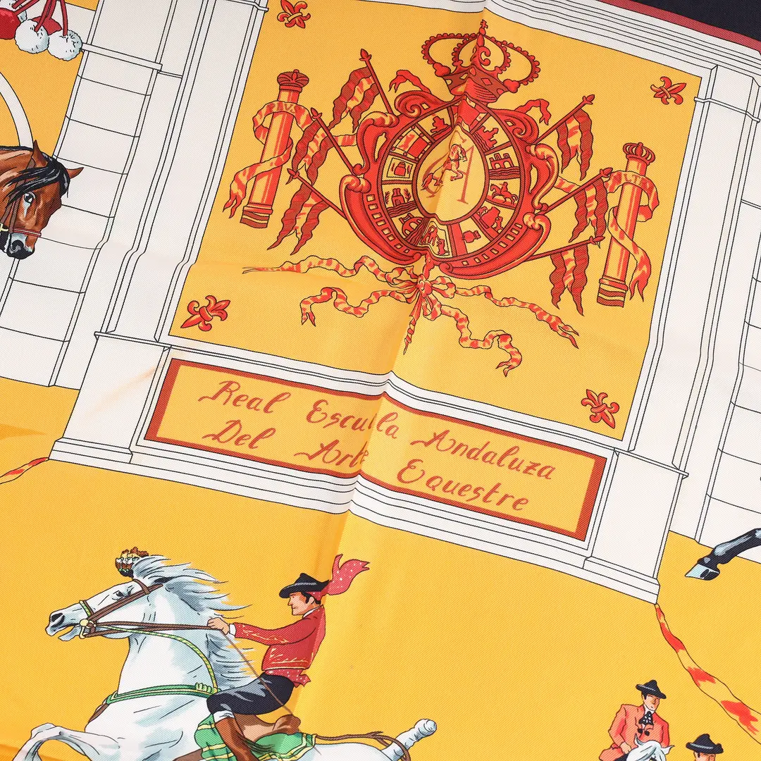 Hermes Real Escuela Andaluza Silk Scarf Yellow