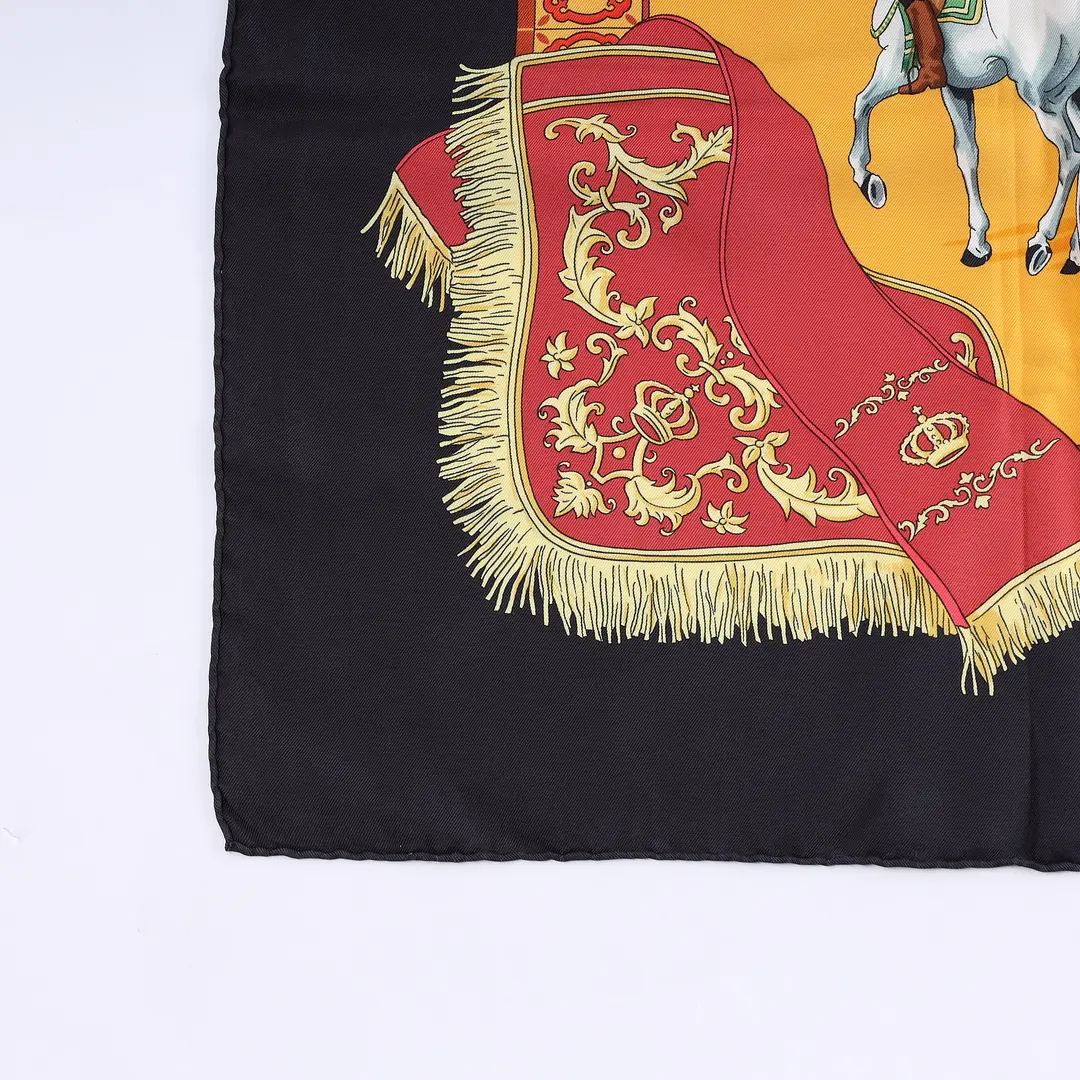 Hermes Real Escuela Andaluza Silk Scarf Yellow