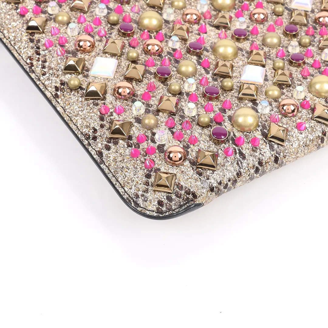 Christian Louboutin Loubiclutch Gold Leather Clutch Bag