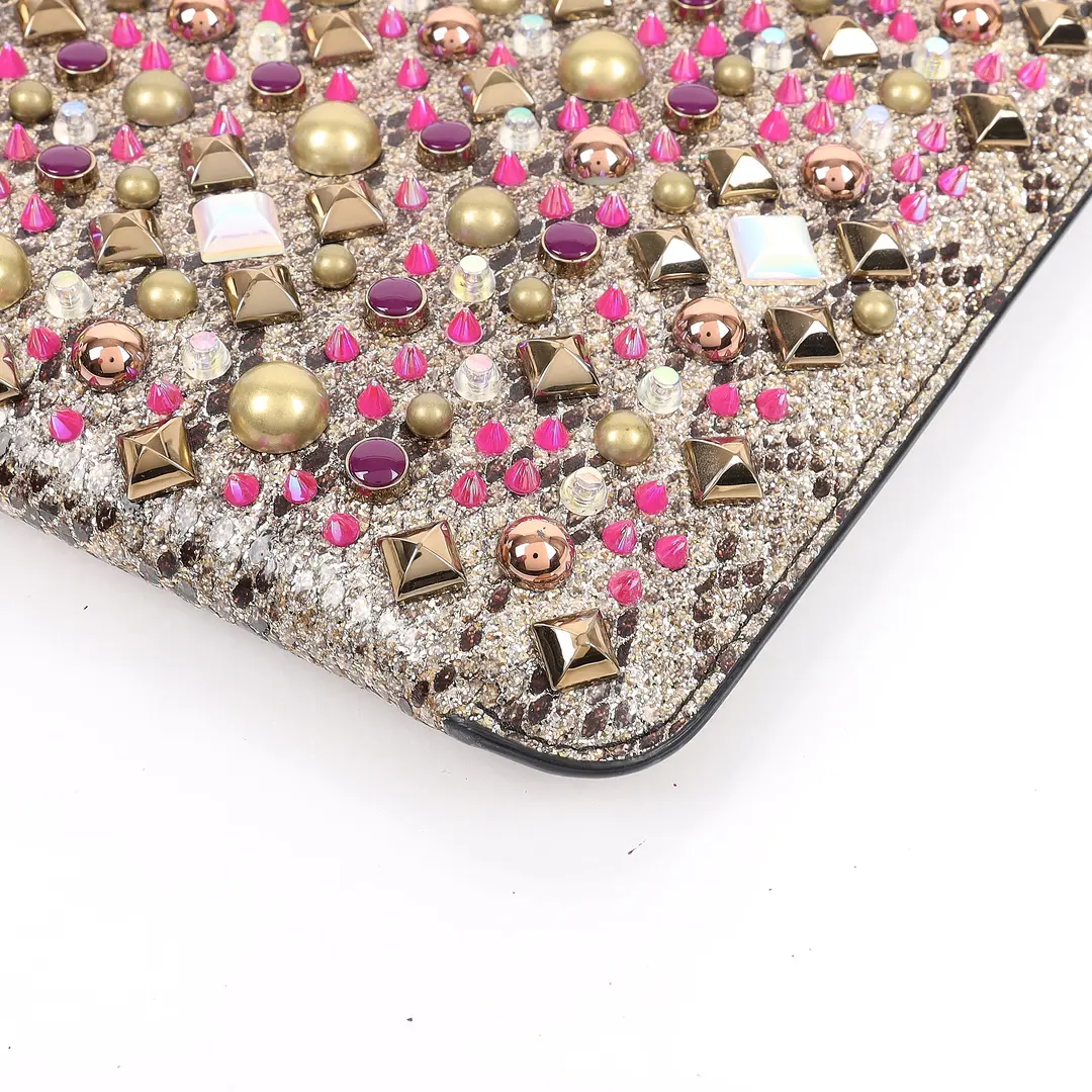 Christian Louboutin Loubiclutch Gold Leather Clutch Bag