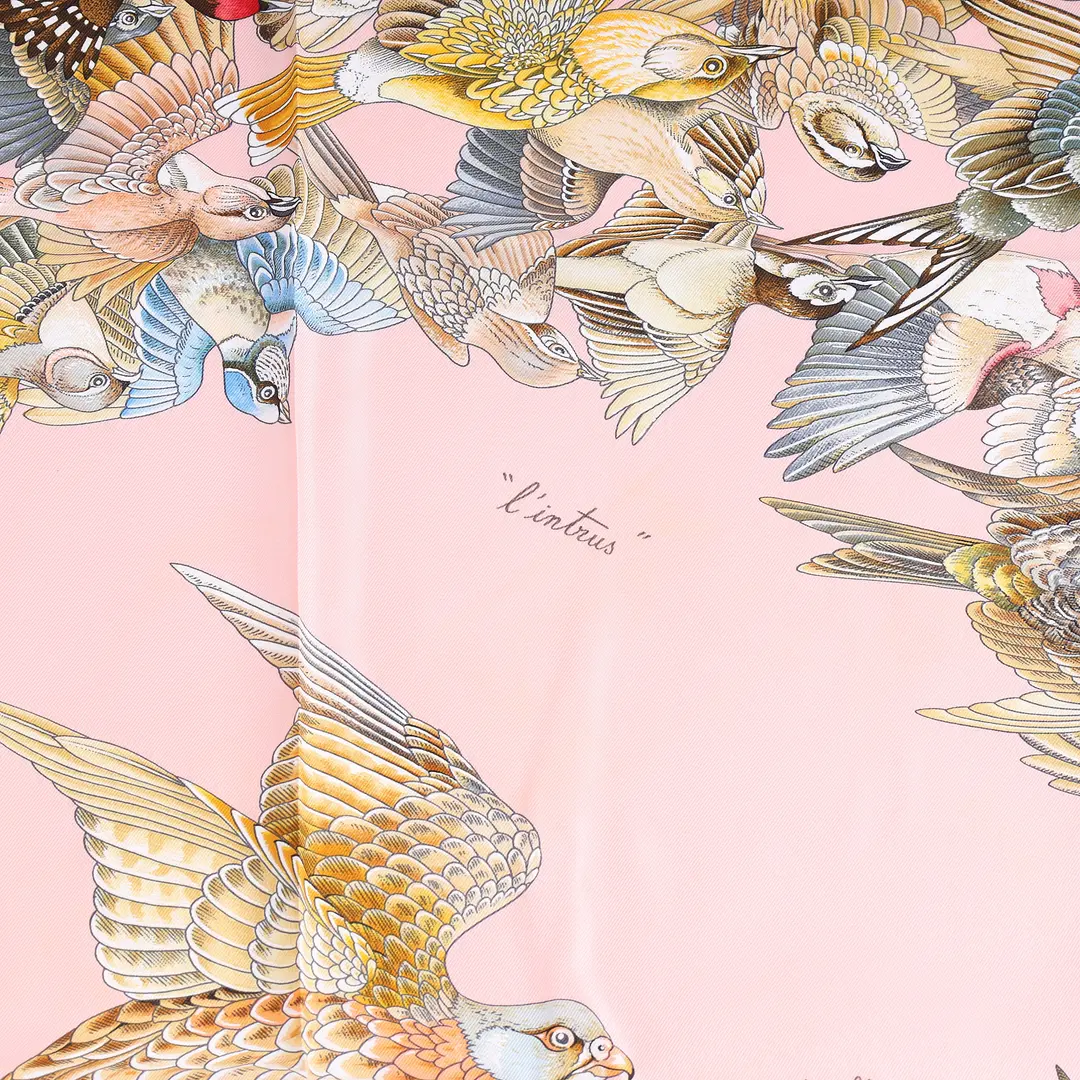 Hermes L'Intrus Pink Silk Scarf