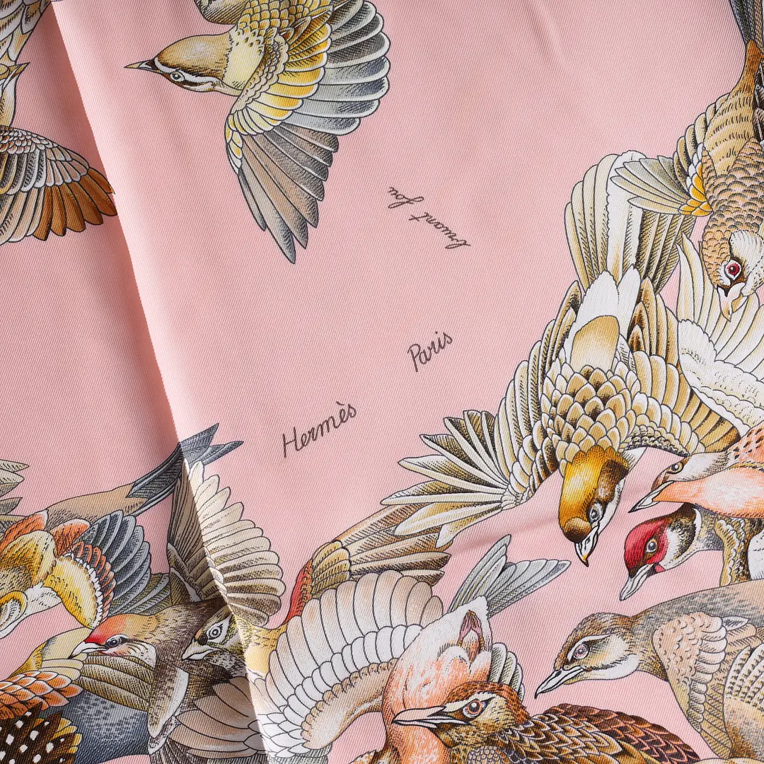 Hermes L'Intrus Pink Silk Scarf