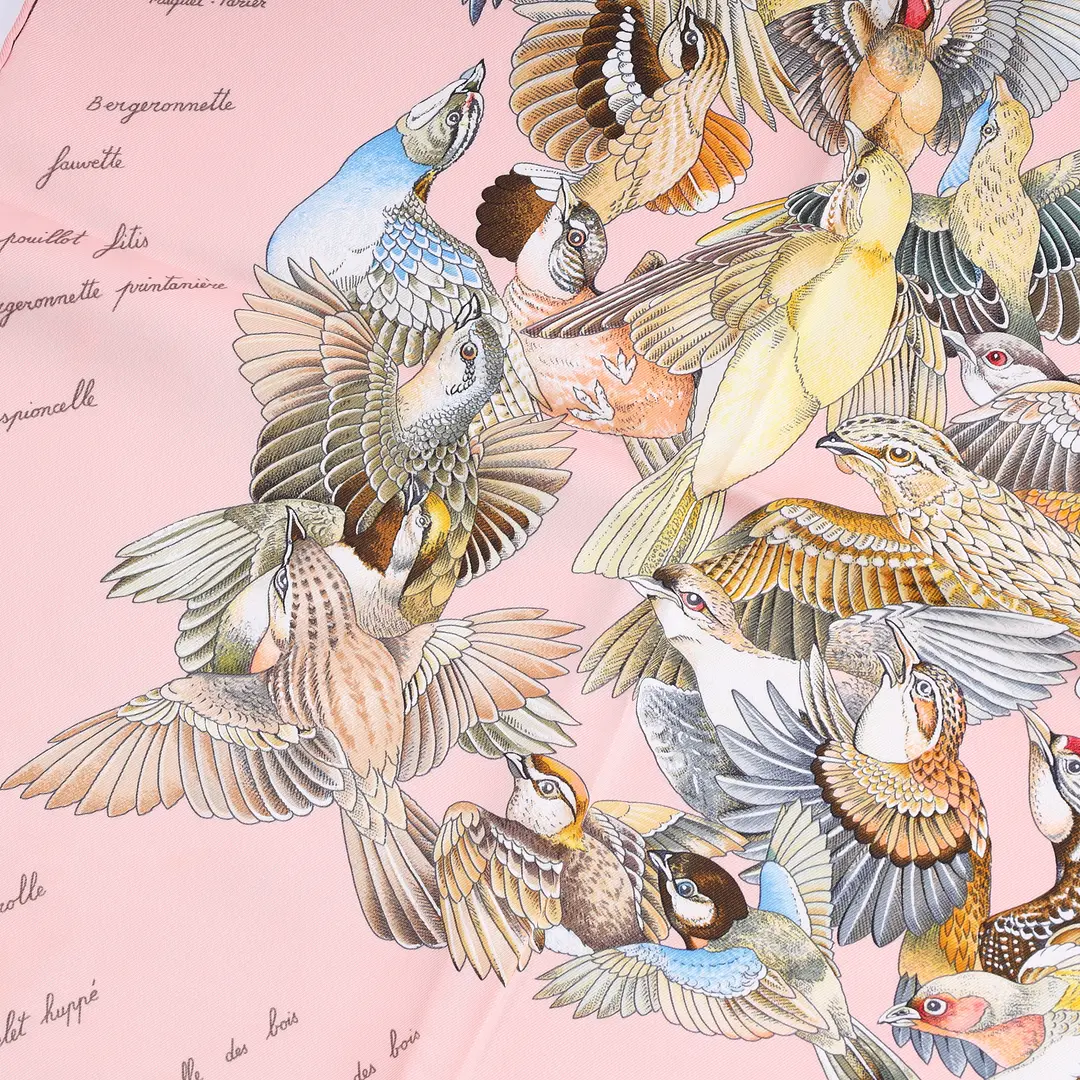 Hermes L'Intrus Pink Silk Scarf