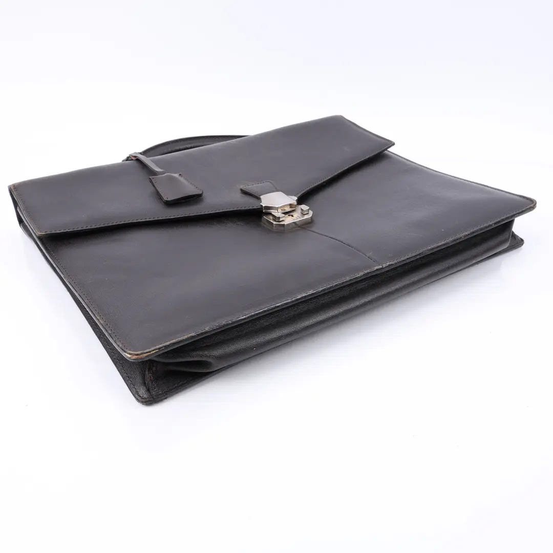 Dunhill Lock Black Leather Briefcase