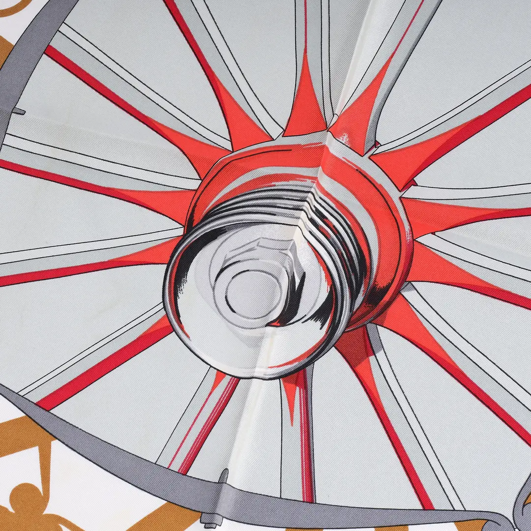 Hermes Carrossier Gray Silk Scarf