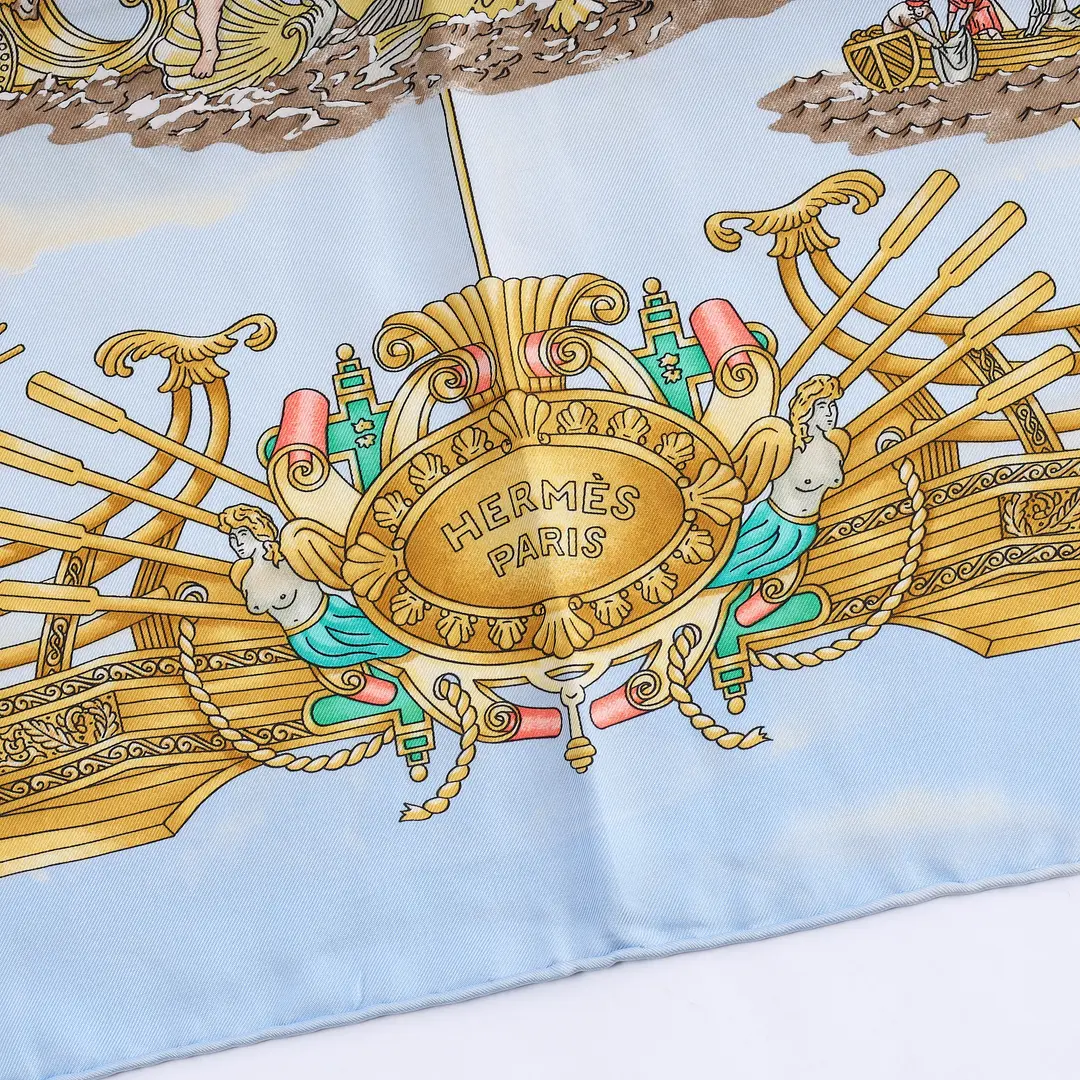 Hermes Voiles de Lumiere Blue Silk Scarf