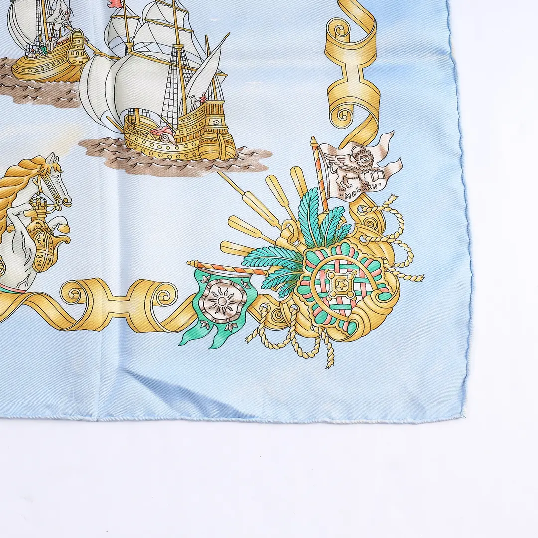 Hermes Voiles de Lumiere Blue Silk Scarf