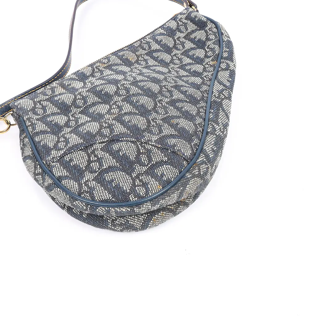 Dior Saddle Pochette Blue Trotter Canvas Shoulder Bag