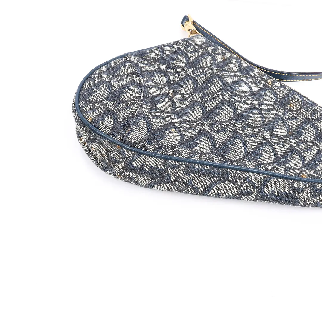 Dior Saddle Pochette Blue Trotter Canvas Shoulder Bag