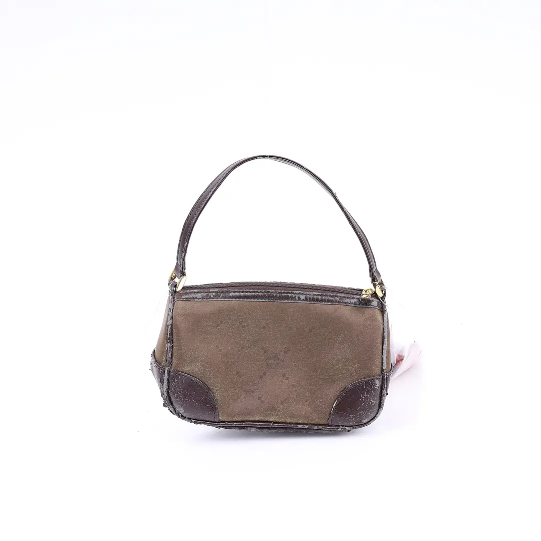MCM Monogram Brown Canvas Pochette Shoulder Bag