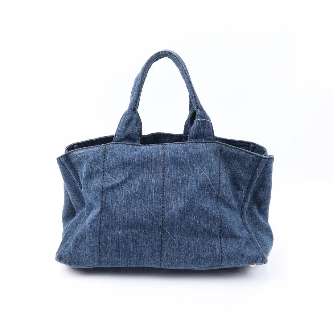 Prada Canapa Blue Denim Tote Bag