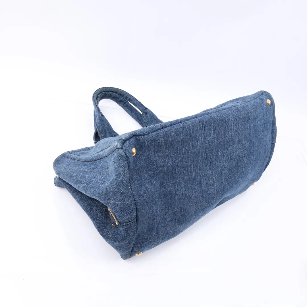 Prada Canapa Blue Denim Tote Bag