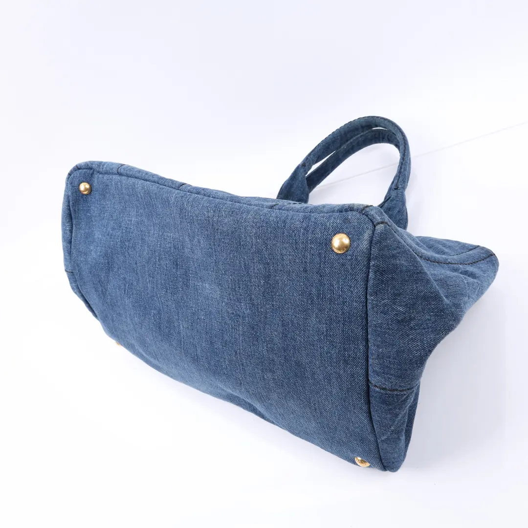 Prada Canapa Blue Denim Tote Bag