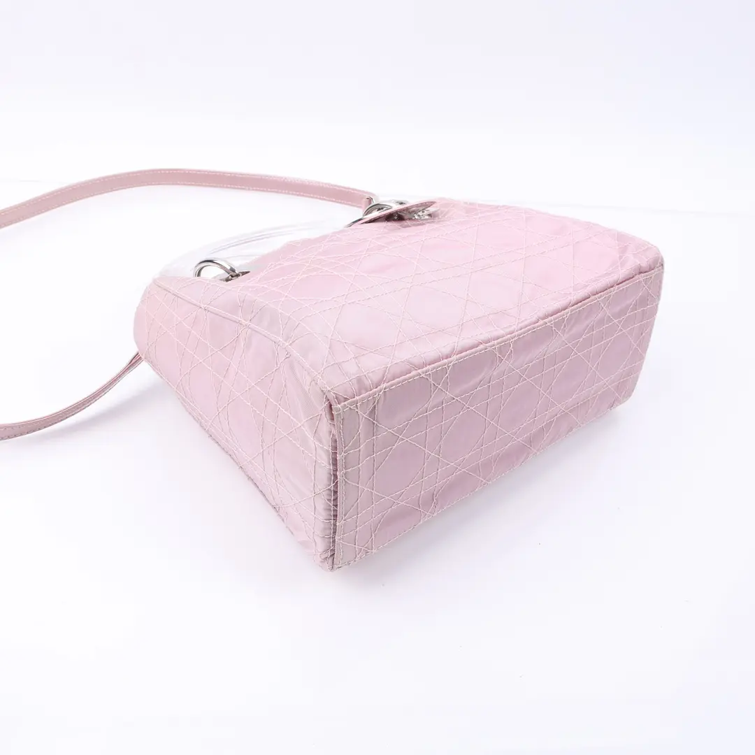 Dior Lady Dior Pink Cannage Nylon Lucite Handbag