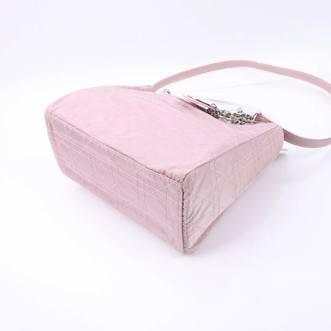 Dior Lady Dior Pink Cannage Nylon Lucite Handbag
