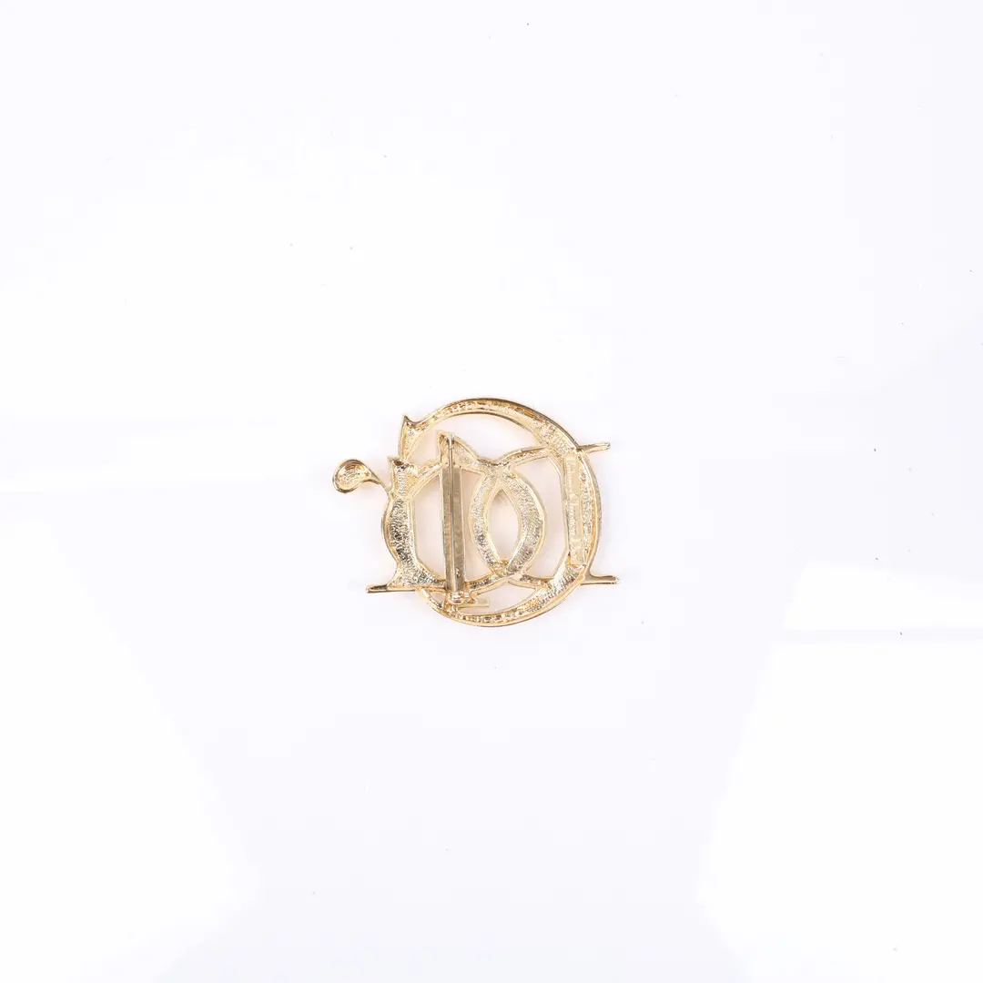 Dior Vintage Logo Gold Metal Brooch