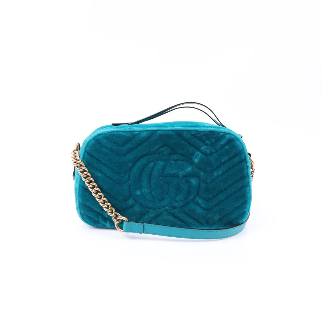 Gucci GG Marmont Blue Velvet Shoulder Bag