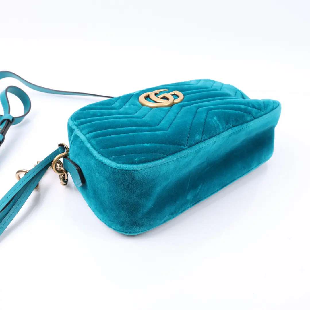Gucci GG Marmont Blue Velvet Shoulder Bag