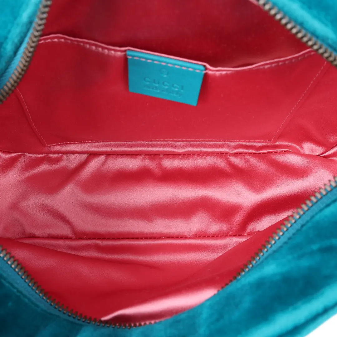 Gucci GG Marmont Blue Velvet Shoulder Bag