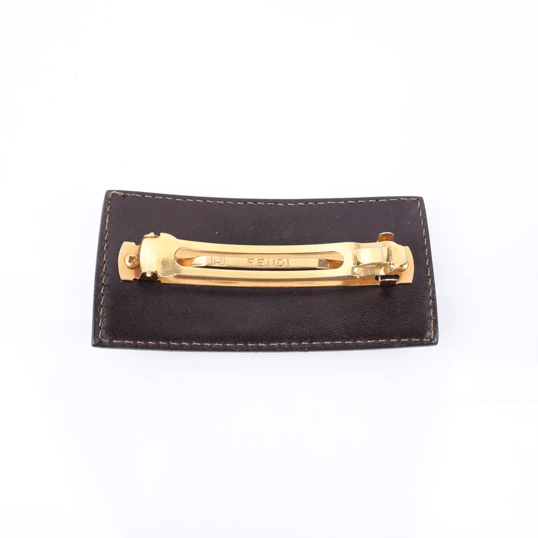 Fendi Zucca Brown Canvas Barrette