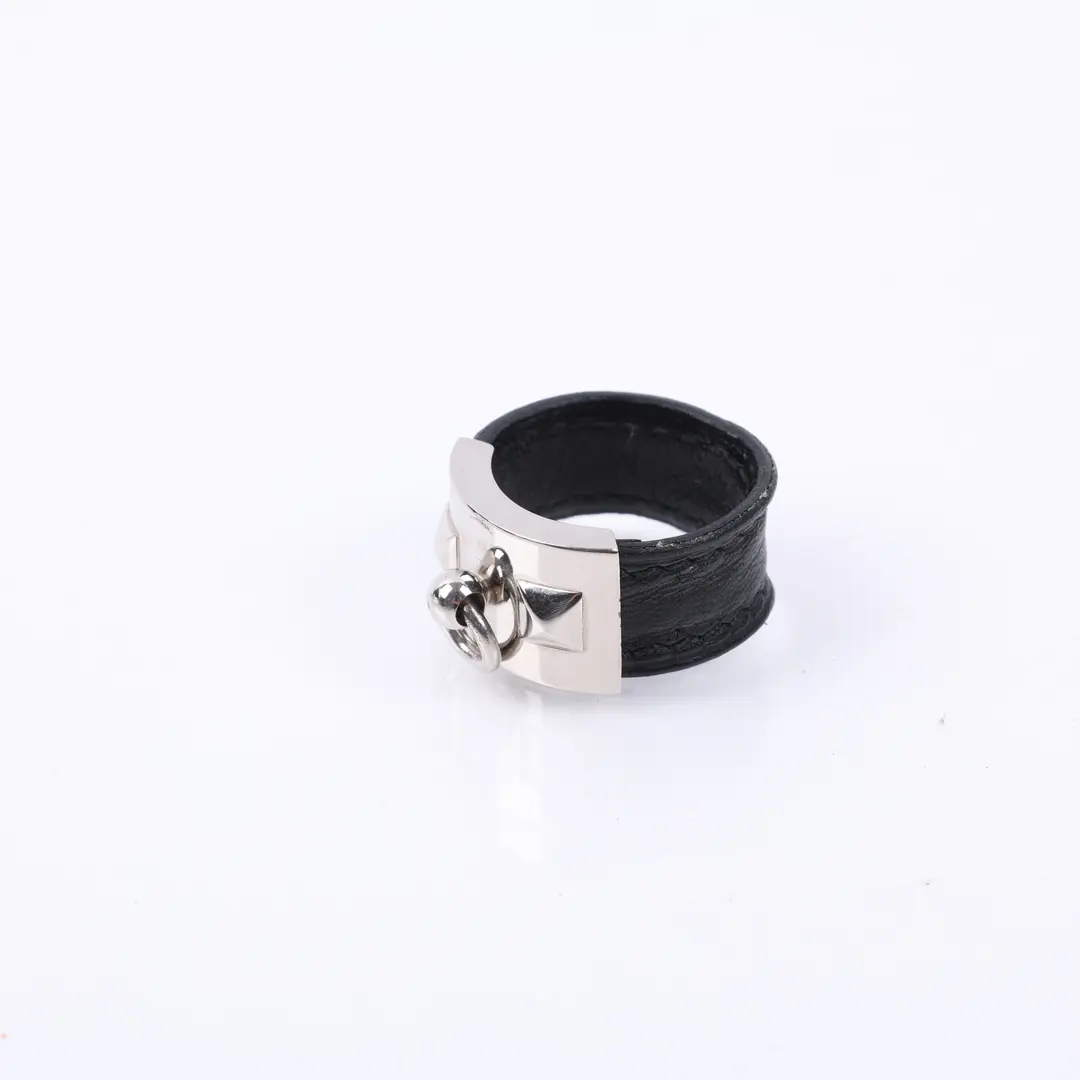 Hermes Collier de Chien Black Leather Ring