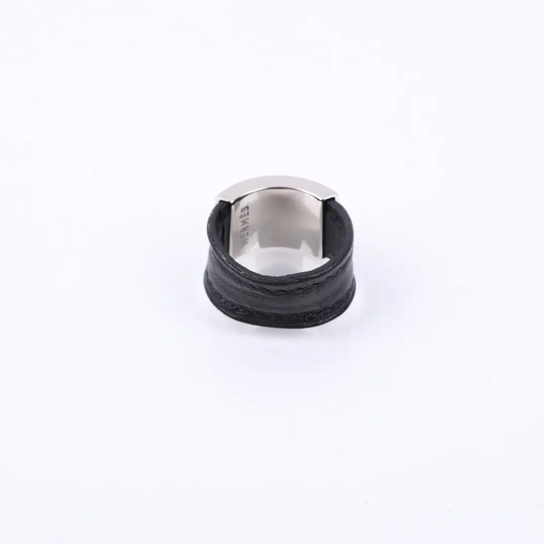 Hermes Collier de Chien Black Leather Ring