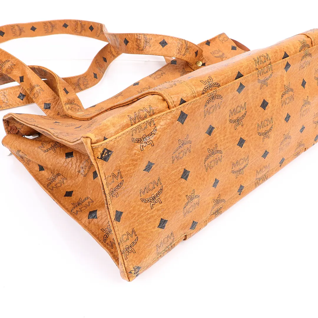 MCM Visetos Brown Canvas Shoulder Bag