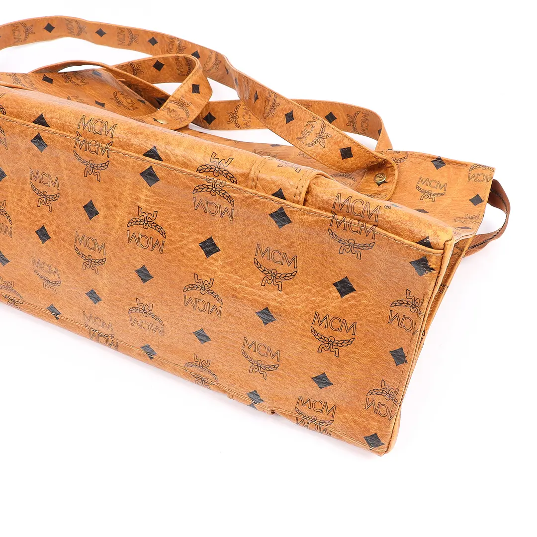 MCM Visetos Brown Canvas Shoulder Bag
