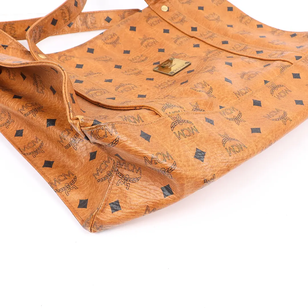 MCM Visetos Brown Canvas Shoulder Bag