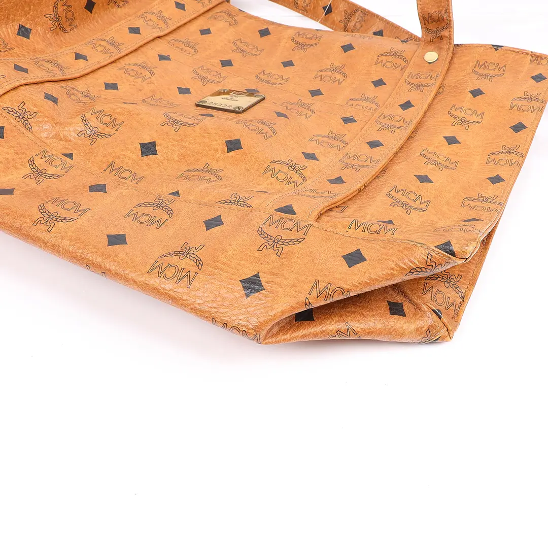 MCM Visetos Brown Canvas Shoulder Bag
