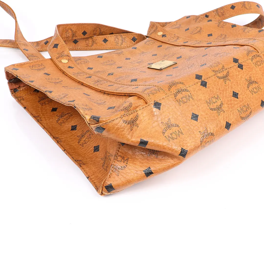 MCM Visetos Brown Coated Canvas Shoulder Bag