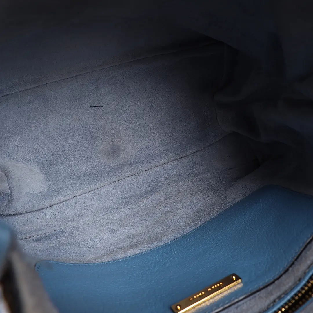 Miu Miu Vitello Daino Blue Leather Bucket Bag