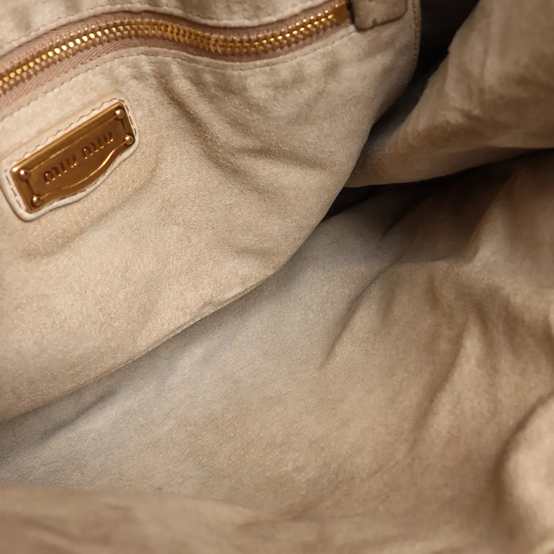 Miu Miu Braided Handle Brown Suede Leather Shoulder Bag