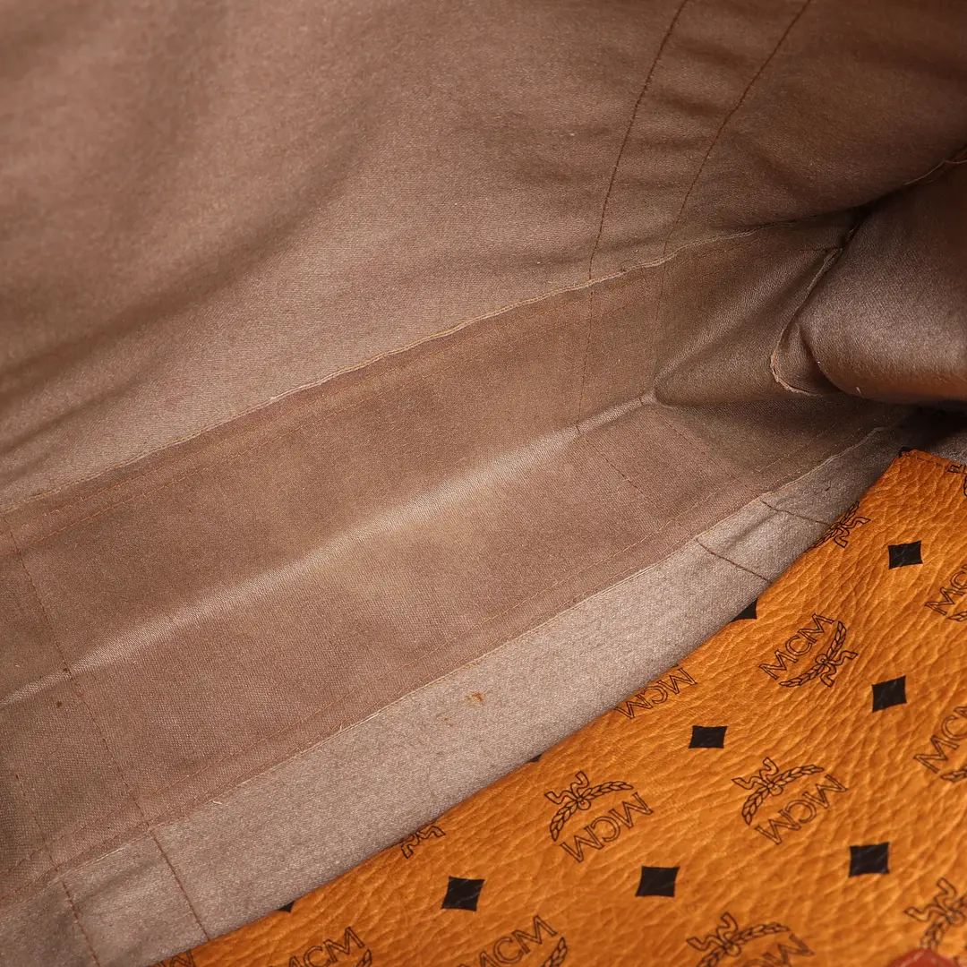 MCM Visetos Brown Coated Canvas Tote Bag