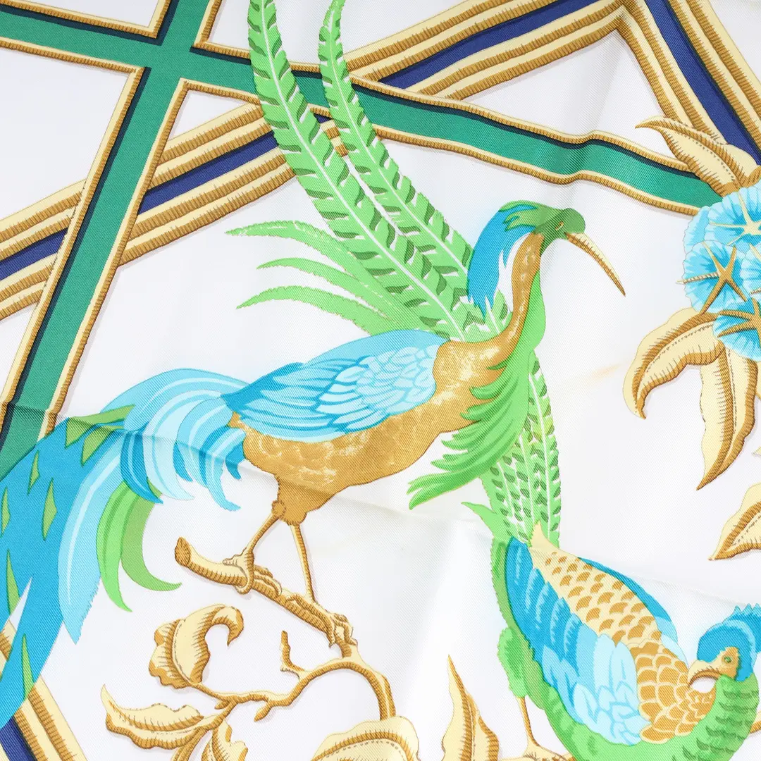 Hermes Caraibes Blue Silk Scarf