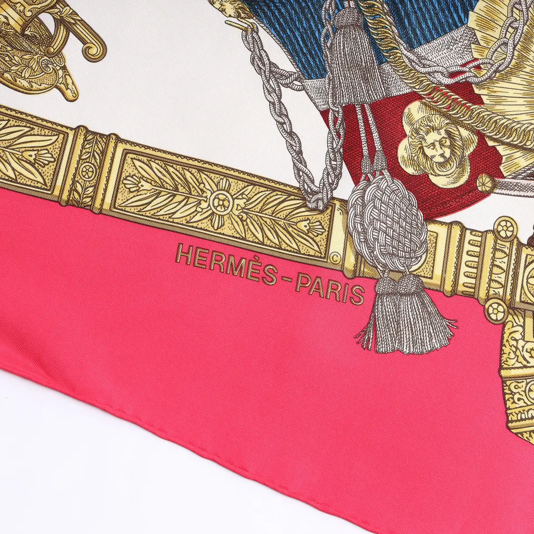 Hermes Grand Uniforme Pink Silk Scarf