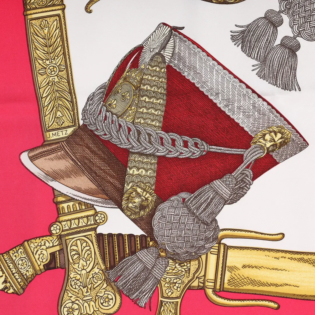 Hermes Grand Uniforme Pink Silk Scarf