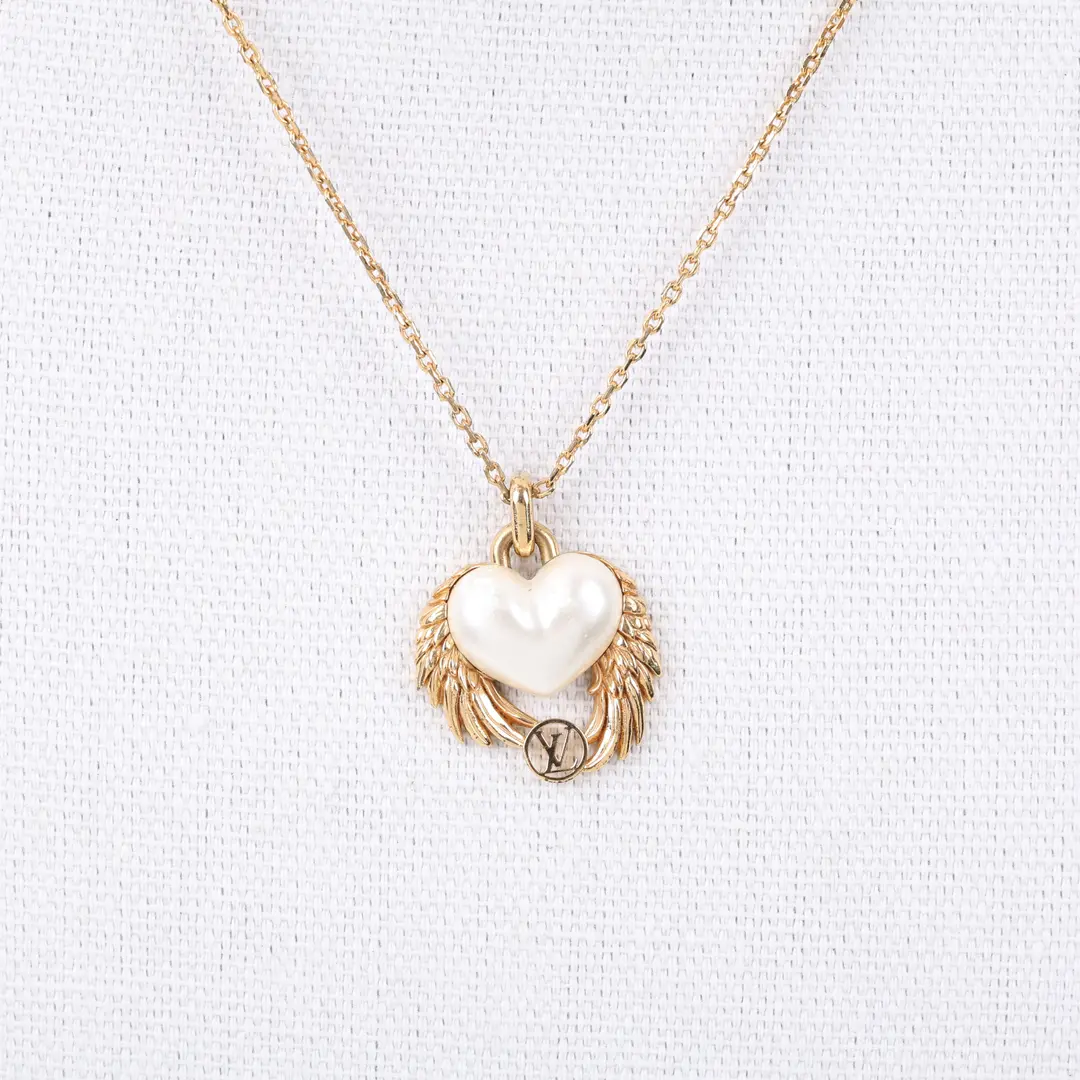 Louis Vuitton Heart Wings Gold Metal Necklace