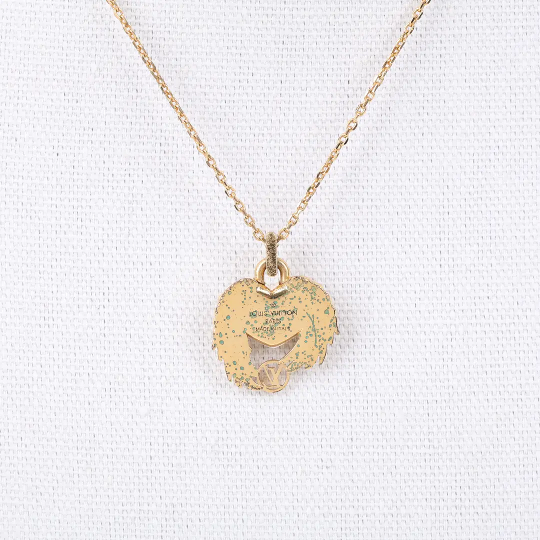 Louis Vuitton Heart Wings Gold Metal Necklace