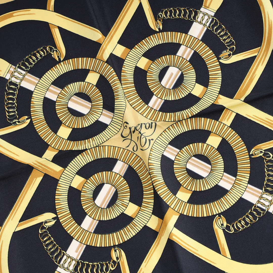 Hermes Eperon d'Or Black Gold Silk Scarf