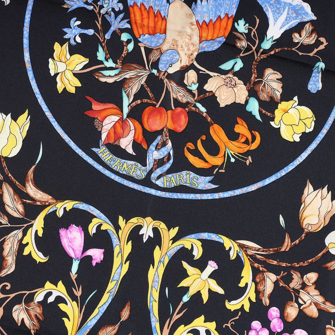 Hermes Pierres d'Orient et d'Occident Black Silk Scarf