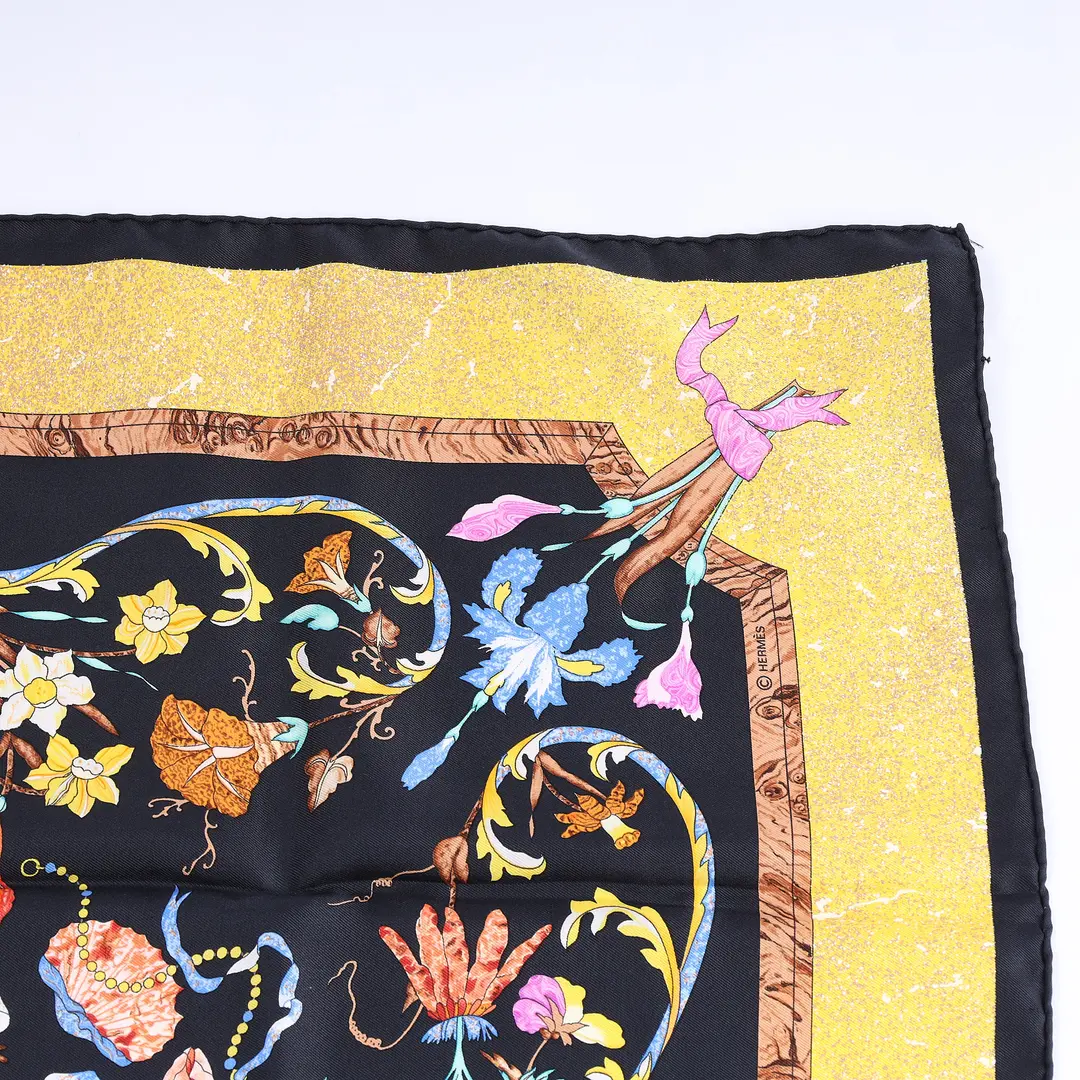 Hermes Pierres d'Orient et d'Occident Black Silk Scarf
