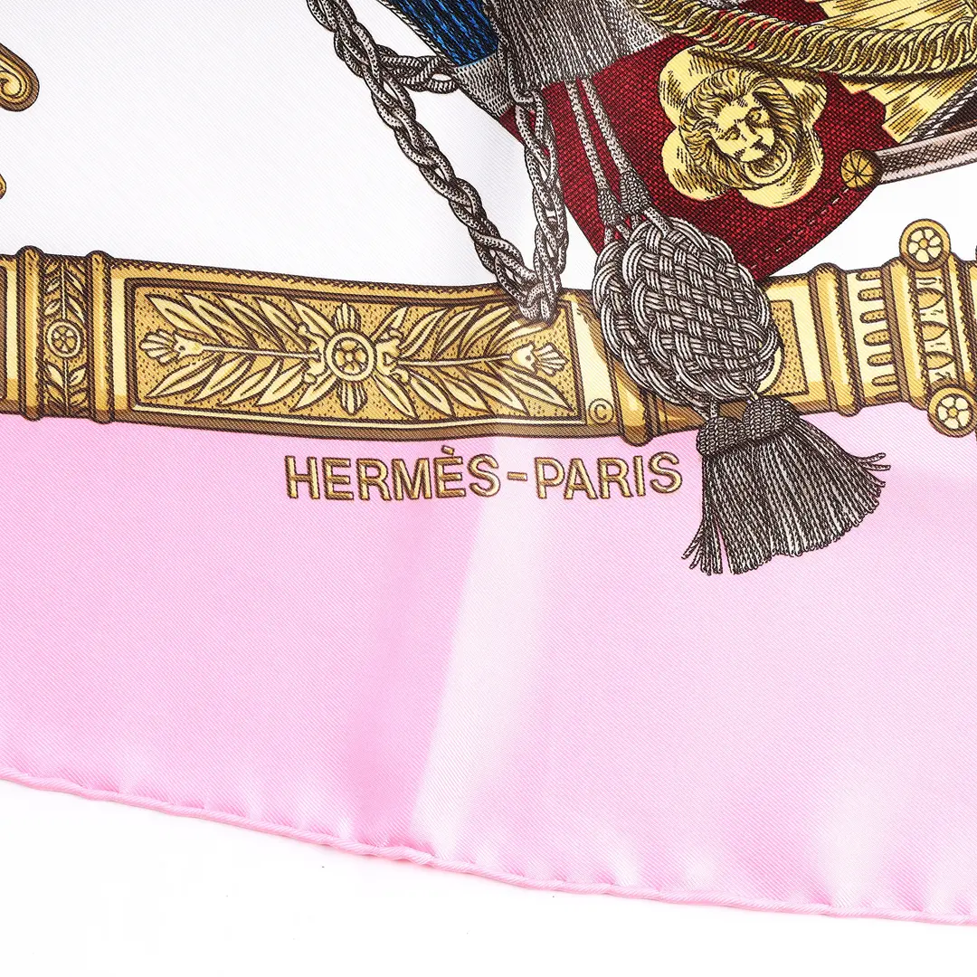 Hermes Grand Uniforme Pink Silk Scarf